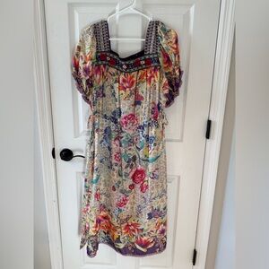 Johnny Was Vibrant Floral Midi Dress